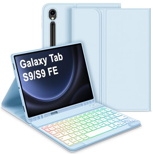 GOOJODOQ per Samsung Galaxy Tab S9 FE Tastiera Custodia, Layout Italiano Tastiera Retroilluminata Staccabile e Custodia per Galaxy Tab S9 11/Tab S9 FE 10.9 2023 SM-X510/X516B/X710/X716B/X718U, Blu