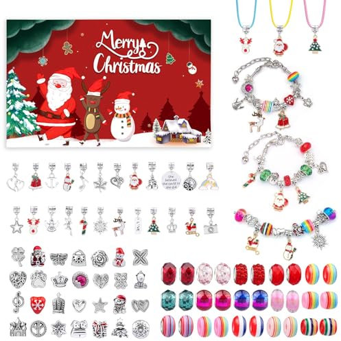 DUOJIN Weihnachtsanhänger Zubehör, DIY Basteln Charms Anhänger Halskette Armband Making Zubehör Weihnachtsarmband Perlenanhänger Armband mit Geschenkbox für DIY-Schmuckherstellung