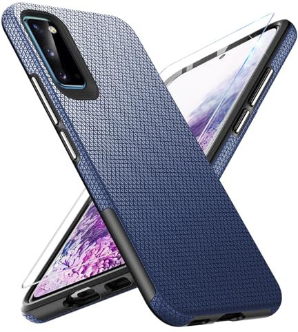 Handyhülle für Samsung Galaxy S20 Hülle mit Schutzfolie, Stoßfest Bumper Kratzfestigkeit rutschfest Schutzhülle Galaxy S20 Schwer Silikon Armor für Samsung S20 Case Cover Tasche (Blau)