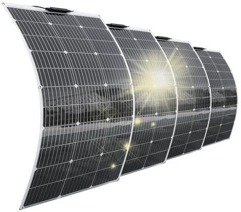 Aysolar 400W 12V Pannello Solare Flessibile 4x100W 18V Monocristallino Pannelli Fotovoltaico per Camper, Barche, Roulotte, Furgoni,Batterie e Altre Superfici Irregolari
