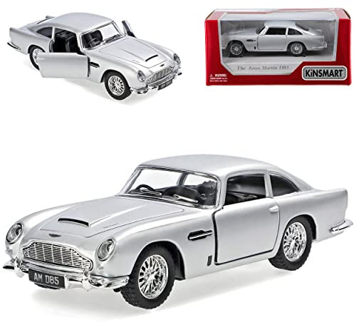 Generisch Aston Martin DB5 Coupe Silber J. Bond 007 Goldfinger 1963-1965 ca 1/43 1/38 Modell Auto mit individiuellem Wunschkennzeichen