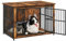 Feandrea Hundekäfig Möbel, Beistelltisch, Hundebox, Moderne Hundehütte Indoor für Hunde bis zu 32 kg, hochbelastbar, geschlossener Boden, Hundehaus 2 Türen, vintagebraun PFC023X01