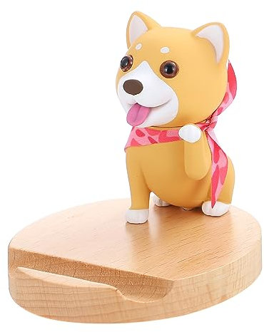CHILDWEET Telefonhalter Aus Holz Handyhalter Für Schreibtisch Tier-handyständer in Hundeform Desktop-handyhalterung Stabiler Runder Boden