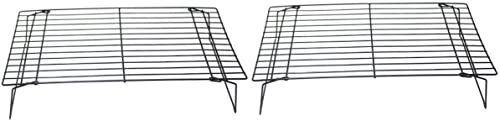 MMRTDJDR Juego de 2 Rejillas compactas de Hierro para Enfriar Pasteles: Rejillas Negras versátiles para Pasteles, panes y delicias a la Parrilla