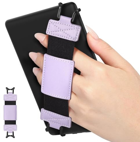 MoKo Dragonne Souple pour 6-8 Kindle eReaders Fire Tablet, Taro Violet | Accessoires Liseuses pour 6-8 Kindle/Kobo/Sony Tablet, Dragonne Noire à Haute Élasticité et Légère,Cuir PU de Haute Qualité