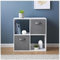 Homme Concept – 4 Cube Storage with 2 baskets, White Living Room Bookcases and Shelving Unit, Storage Shelves, Kids Bookcases, Free Standing Wooden Bookcase, Storage Organiser, BookShelf.