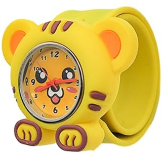 tuwiwol Stilvolle und zuverlässige Cartoon Silikonuhr für Kinder, Silikagel Kind, Junge, Mädchen, Marienkäfer Cartoon Silikonuhr, Tiger