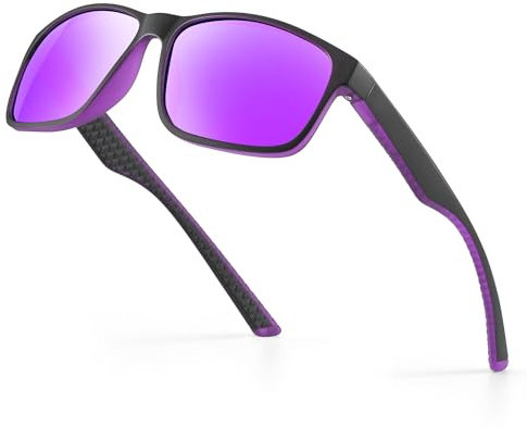 Occhsouo Sonnenbrille Herren Polarisiert Damen UV400 Schutz Sport Sunglasses Men Women TR90 Ultraleichte Rahmen Schwarz Retro Polarisierte Sonnenbrillen für Angeln, Fishing, Fahren, Ski - Violett