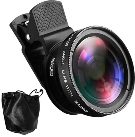 HD-Objektiv für Smartphones – 0,45 x Weitwinkel, 15 x Super-Makro-Objektiv | Set, Super-Makro-Objektiv-Set, -Handy-Fotografie-Kamera für alle Smartphones