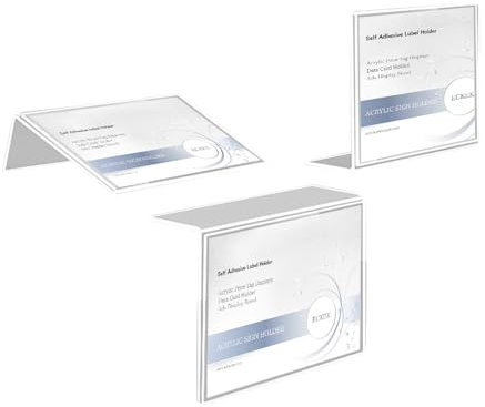 ECKEK Selbstklebende Etikettenhalter, Acryl, Preisschilder, L-Form, Tischständer, 10 Stück (90 x 30 mm)