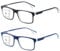 Missfive 2 Pack Gleitsichtbrille Herren Gleitsicht Lesebrille Multifokale Blaulichtfilter Vollrand Raumcomfort-Brillen Mit Federscharniere (Schwarz&Blau, Nähe-Mittlere Entfernung, 2.5x)