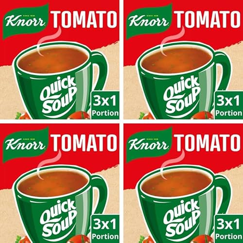 Packet Soup Bundle Pack with Knorr Tomato Quick Soup 60g - 4 Pack | Instant Tomato Soup Mix, No Artificial Flavour Enhancers.