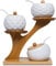 MIATTCLD Ceramic Condiment Set, Spice Container with Bamboo Cap and Ceramic Serving Spoon, Wooden Tray, Used to Store Sugar, Spices, Coffee, Tea, 170 ML(5.8 OZ)