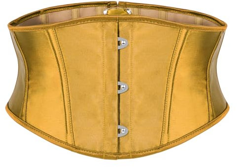 JasGood Damen Korsett Gürtel Underbust Boned Lace Up Waspie Gürtel Renaissance Steampunk Pirate Halloween Cosplay KorsettGürtel, Dunkelgold