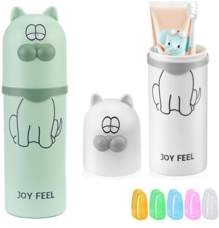 2 Pezzi Porta Spazzolino da Viaggio Custodia per Spazzolino in Plastica Portatile Porta Dentifricio per Viaggi Famiglia Campeggio Scuola