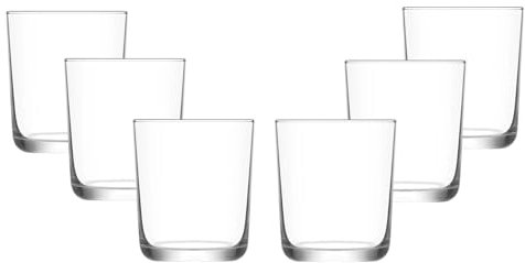 Glasshop Tumbler Glasses – Pack of 6, 360ml Stemless Drinkware for Water, Whiskey, Cocktails, and Juice.