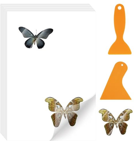 NVGFTG 25 Stück Kalt Laminierfolien A4 Selbstklebende Laminierfolie Kaltlaminiertaschen Selbstklebend Kaltlaminierfolie Ultraschallbilder Aufbewahren mit 2 Schaber für Fotos Dokumente Poster