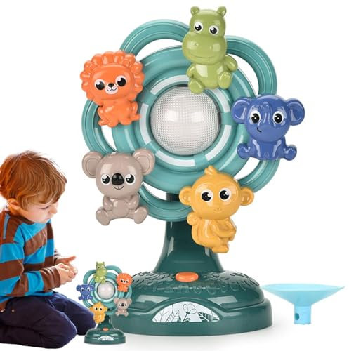 Trona de juguete con ventosa, rueda giratoria con base de ventosa, bandeja, desarrollo de animales de Filis, juguete con ventosa