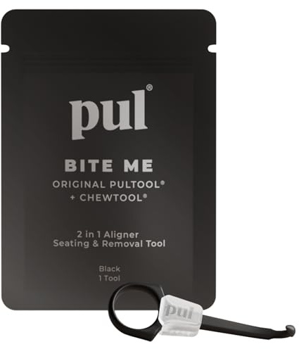PUL 2-in-1 Clear Aligner Chew Tool & Removal Tool - Black | Orthodontic Chewie + Remover Combo | Hygienic, Reusable, BPA-Free Dental Accessory for Invisalign