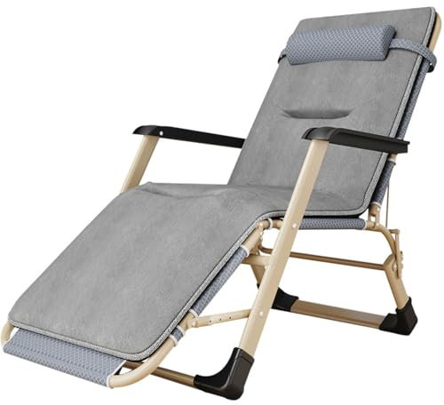 GWFBLID Sonnenliege Liegestuhl Klappbar Gartenliege extra breit Ergonomisches Polster verstellbare Rückenlehne Gartenstuhl mit Nackenkissen Campingliege Gartenliege für Familien Camping