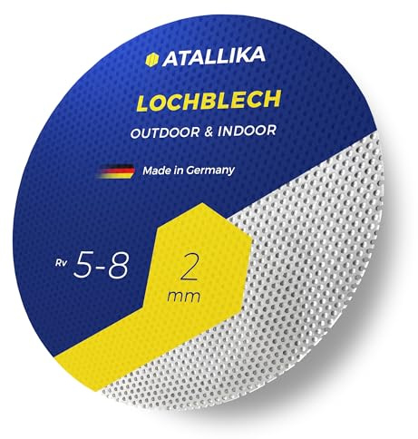ATALLIKA Lochblech Aluminium rund Rv 5-8 [Ø 150 mm] - 2mm dickes Alu-Blech mit Rundlochung 5mm/8mm [wetterfest für Outdoor & Indoor] - runder Zuschnitt aus Deutschland