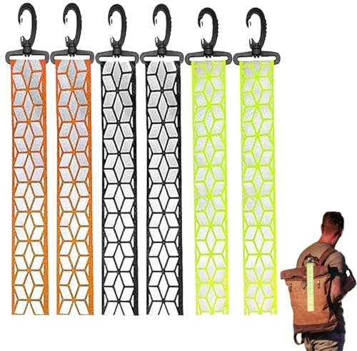 Korysnew 6Stk Reflektor Anhänge, Reflektoren Rucksack Anhänger, Reflektor Kinder Anhänger, Hohe Sichtbarkeit Schlüsselanhänger, für Schulranzen Rucksack Joggen