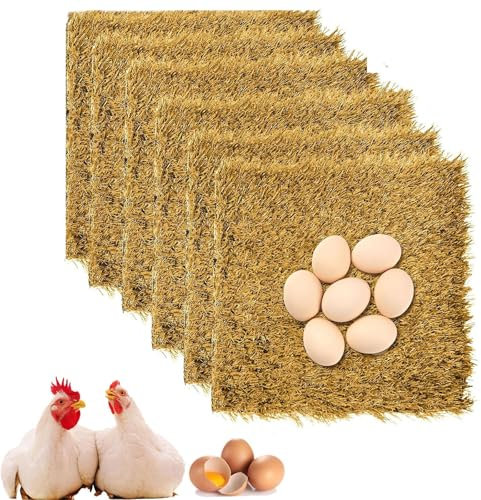 6 Stück Hühner Nistkasten Pads,30x30x2.5cm Twaschbare Simuliertes Gras Hühnernestmatten,Hühnernistkasten,Legenester für Hühner für Hühnerstall, Geflügel, Nistkästen und Enten