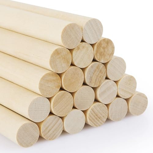 SOSMAR 20 Stück Holzstäbe Rund 12,5mm Holzstäbchen zum Basteln 30cm Länge Birkenholz Holzleisten zum Basteln Bastelholz Stäbe runde Bastelhölzer für Modellbau DIY Handwerk