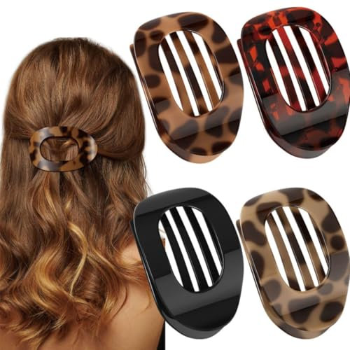 4 pinzas para el pelo para mujer,pinzas planas para el pelo,pinzas para el pelo Dunn,pinzas laterales de sujeción fuerte(F)