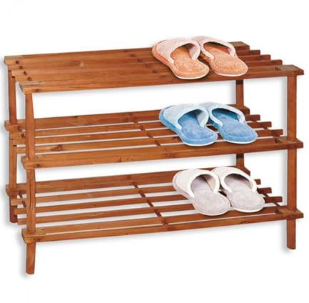 EASY SPEED Zapatero de Madera con 3 Alturas, Soporte para Calzado, Almacenamiento de Toallas o Ropa (45 x 63 x 26 cm), Cerezo