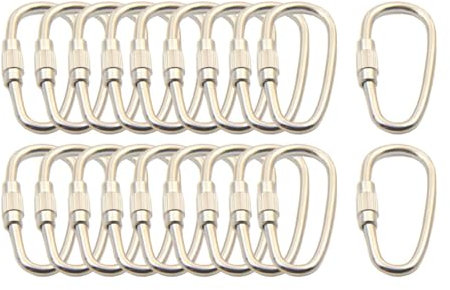 Baoblaze 20 fibbie per portachiavi he con anello, fibbia a vite, ciondolo appeso, moschettone a maglie rapide per impieghi gravosi, gancio in metallo