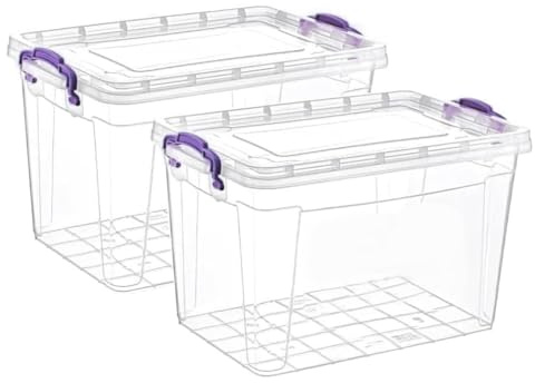 2pc Plastic Containers Set - 8L Storage Boxes with Lids Food Meal Storage for Home, office, Kitchen, Toys, Goods and Multipurpose Use (8 Litre)