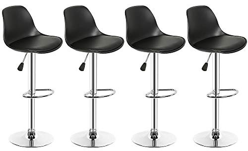 homewell Barhocker 4er Set, Gepolsterter Drehhocker mit Luftheber-Design, Chrombasis, Kunstleder Barstuhl Belastbar 150kg, Höhenverstellbar, Barstühle mit Lehne Küchen