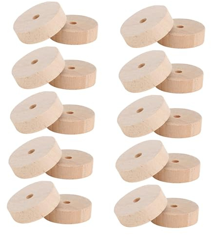 ORFOFE 20 Stück Teiliges Holzräder Naturbelassene Runde Holzwagen-räder für DIY Bastelprojekte Modellbau Zubehör Bemalbar Geeignet für Holzspielzeug und Kreative Handarbeiten