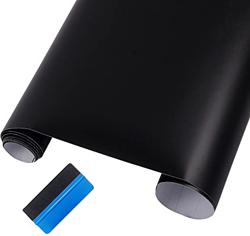 NewL Matte Black Vinyl Car Wrap DIY Self Adhesive Film 30 x 150 cm | Matte finish, air release channels, heat stretchable, weatherproof, for cars, motorbikes & furniture, laptop, phone decor