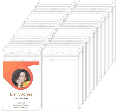 100 Pièces Porte Badge Transparent, 11.5x6.5 cm Porte Carte Plastique | Portebadges Vertical Transparent, Support Badge Souple pour Écoles, Bureaux, Hôpitaux, Expositions, Conférences