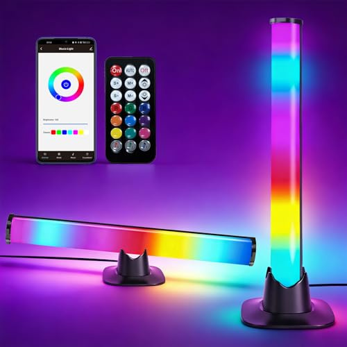 2PCS Smart LED Light Bars, RGB LED Light Bar for PC, Gaming Lights for Room | Remote Control & App Control, 16 Million Colors Multiple Lighting, Scene Music Sync, Ambient Lighting for TV [Energy Class F]