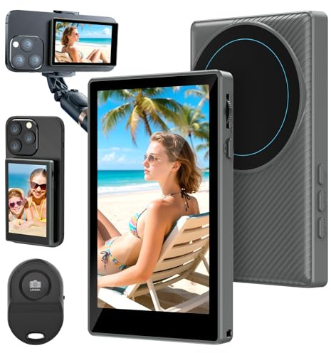 Selfie Monitor für iPhone & Android, 4 Magnetischer Handy Selfie Kameramonitor, Integrierter Lautsprecher & 4h Akku, 1080P Live-Stream Vlog Monitor für TikTok YouTube, Content Creator Equipment