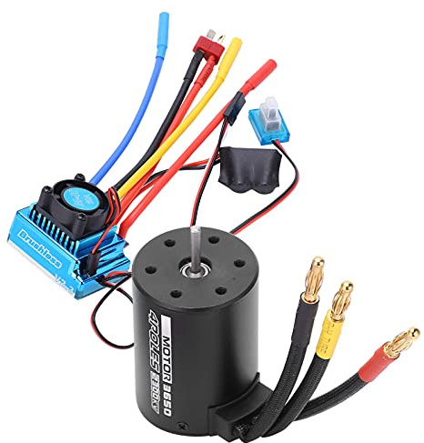 Moteur Brushless RC 3650 2300KV Étanche avec Variateur 60A, Moteur 4 Pôles Haute Puissance pour Voiture RC 1/10, Radiateur Aluminium CNC, Compatible 2 - 3S LiPo