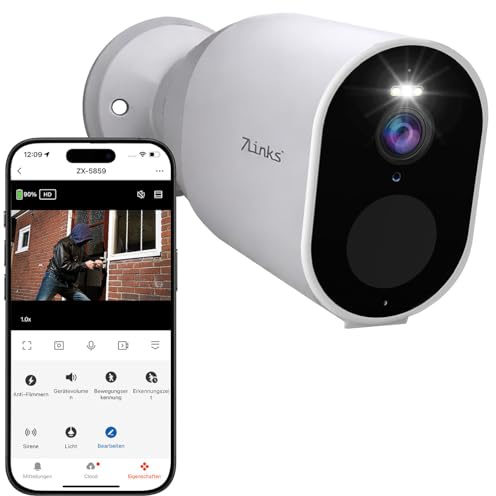 7links Überwachungskameras: 2er-Set Akku-Outdoor-IP-Überwachungskamera mit 2K, Dualband-WLAN, App (IP65, Kabellose, Camera)