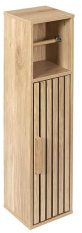Meuble dérouleur papier toilettes 1 porte effet bois avec tasseaux - PAJEN