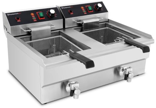 Friteuse Professionnelle Inox 2 x 10L avec Robinet – Haute Capacité pour Frites & Beignets – Snack, Restaurant, Traiteur – Equipementpro