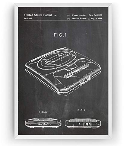 Mega Drive 2 1994 Patent Poster - Jahrgang Drucke Drucken Bild Kunst Geschenke Zum Männer Frau Entwurf Dekor Vintage Art Gifts For Men Women Blueprint Decor - Rahmen Nicht Enthalten
