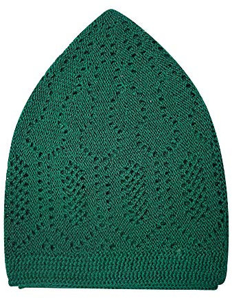 Unifarbene grüne Baumwollmütze mit offenem Strick, türkisch, muslimisch, islamisch, Taqiya Takke Kofia Schädel Kappe, grün, 57 cm/M