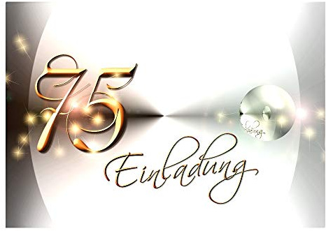DigitalOase 5 Einladungskarten 75. Geburtstag #YANG (5) | MIT INNENTEXT Geburtstagskarten MENGE WÄHLBAR Klappkarten Kuverts Format DIN A6
