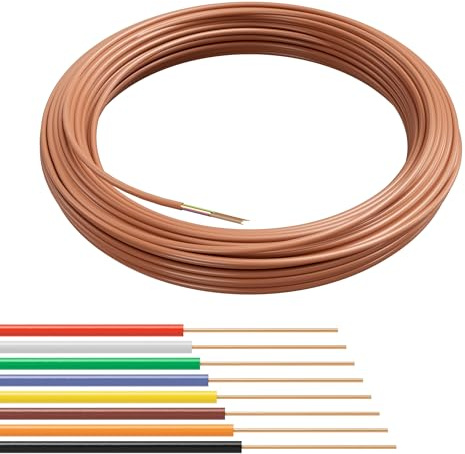 THE CIMPLE CO Thermostat Wire 18/8, 10 FT, Solid Copper, 18 Gauge, 8 Conductor, Residential, Commercial and Industrial Rated, 3 Meter, Brown