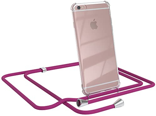 EAZY CASE Handykette kompatibel mit iPhone 6 / 6s Handyhülle mit Umhängeband, Handykordel mit Schutzhülle, Silikonhülle, Hülle mit Band, Stylische Kette für Smartphones, Pink