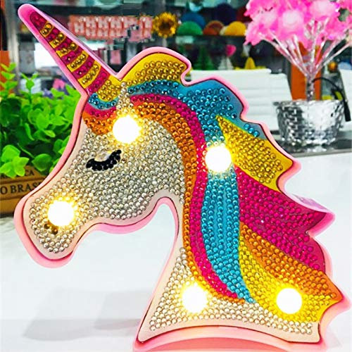 TROYSINC Diamond Painting LED Licht Dekoratives, DIY Einhorn Diamond Painting Nachtlichter für Kinder Schlafzimmer Nachtlicht Dekoration