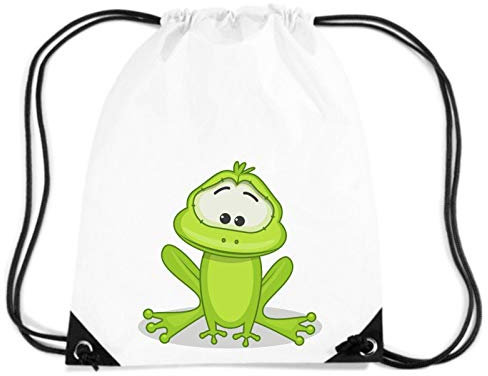 Shirtinstyle Turnbeutel für Kinder, Tiermotiv Frosch Farbe Weiss