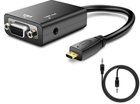 DYSYXD Micro HDMI to VGA Converter 1080P Gold Plated (Male to Female) with 3.5mm Audio Jack, Compatible with Laptop, Tablets,Ultrabooks, Cameras and Camcorders